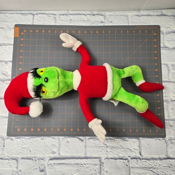 Vintage 1983 Coleco Dr Suess Santa Grinch Plush with Bushy Eyebrows Hard Eyes - Picture 8 of 16